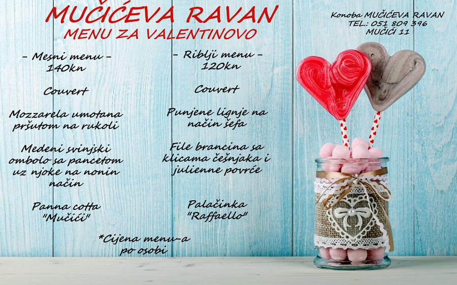 Konoba Mučićeva ravan večera za Valentinovo