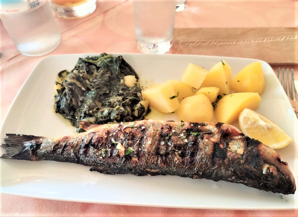 Grilled fish, restaurant Dupin, Kampor
