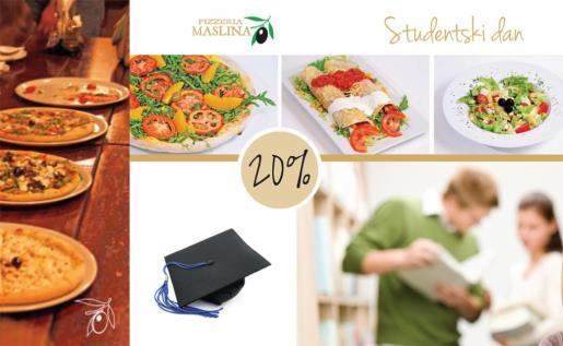 PIZZERIA MASLINA - 20% popusta za studente ponedjeljkom